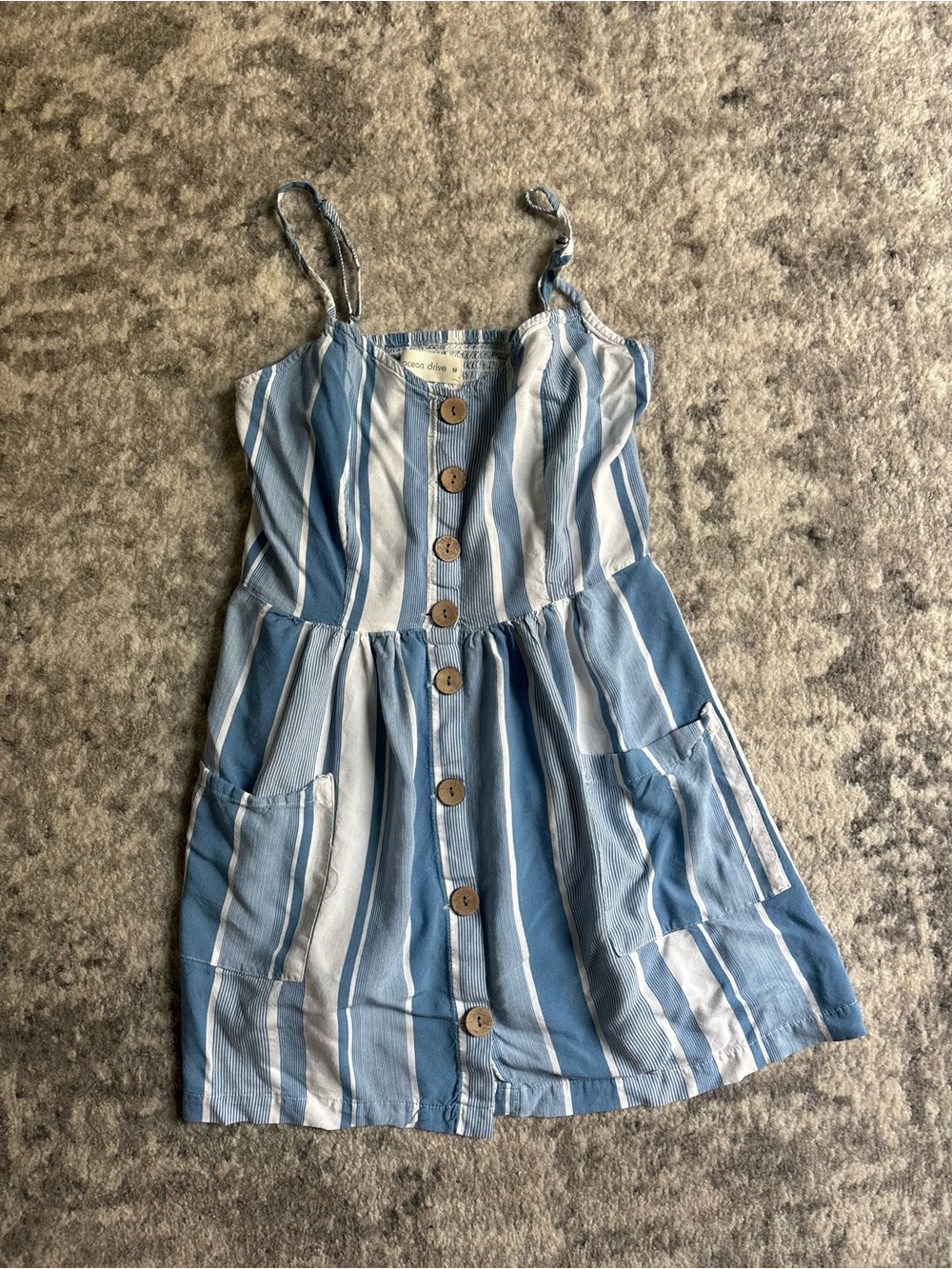 Ocean Drive Blue & White Stripe Button-Front Sundress